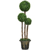 Costway Kunstpflanze Buchsbaumkugel, COSTWAY, Höhe 120 cm, mit Topf & 3 Kugeln 115cm hoch, Grün grün