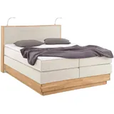 Home Affaire Boxspringbett HOME AFFAIRE "Cavan", beige, B:164cm L:222cm, Microfaser (100% Polyester), Komplettbetten, Boxspringbett, Eiche, inkl. Bettkasten & Topper, verschiedene Härtegrade (auch H4)