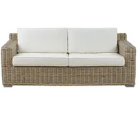 Beliani Gartensofa hellbraun/cremeweiß Rattan 2-Sitzer Outdoor Garten Terasse klassisch
