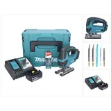 Makita DJV 180 RT1J Akku Stichsäge 18 V + 1x Akku 5,0 Ah + Ladegerät + 5 tlg. Stichsägeblatt Set + Makpac