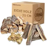 VBChome Brennholz Menge 20 kg Eiche Holz Holzscheite 30cm Getrocknetes Holz Kaminholz Lagerfeuer und Ofen Kaminöfen Grill Feuerholz Auswahl 20-500 kg Natürlich Holz Einsatzbereit Öko-Anzündwolle