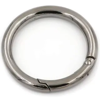 2 x Karabinerring mit Federöffnung, O-Ring, rund, Schnappverschluss, Schlüsselanhänger, schwarz, 16 mm
