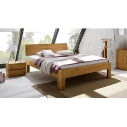 Holz-Doppelbett Bayamo - 140x200 cm - Eiche natur - Fußhöhe 25 cm