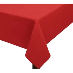 Leonado Vicenti Tischdecke Garten Oval 160x220 cm Rot mit Paspel Band pflegeleicht Weichschaum abwischbar Rutschfest Wetterbeständig