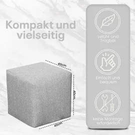 Best For Home Sitzhocker Samt 40 x 40 x 40 cm Silber