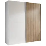 PREISBRECHER Schiebetürenschrank Berno 2 Türen, in weiss / Eiche Dekor - 170x195,5x57,2cm (BxHxT) weiß