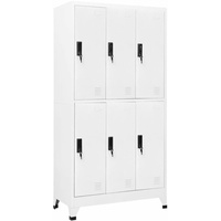 Susany Schließfachschrank Lagerschrank Stahlschrank Schrank Aktenschrank Fächerschrank Aufbewahrungsschrank Umkleideschrank Wertfachschrank Spind, 6 abschließbare Türen,Weiß 90x45x180 cm Stahl