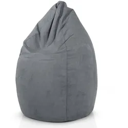 Green Bean© Sitzsack mit Rückenlehne "Drop" 60x60x90cm - Indoor Sitzkissen 220L Füllung - Bean Bag Lounge Chair Sitzhocker Grau