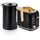 Briebe SKT1167BLK Set Toaster 2 Scheiben Breite Schlitze + Wasserkocher 1,7L Elektrischer, Schwarz,