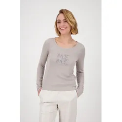 Langarmshirt »Shirt Rippe + Schmuck«, Mit Rundhalsausschnitt, Gr. 40, greige, , 54423057-40