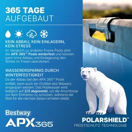 BESTWAY APX365TM Frame Pool Set Ø 549 x 132 cm inkl. Sandfilteranlage, Abdeckplane und Poolleiter