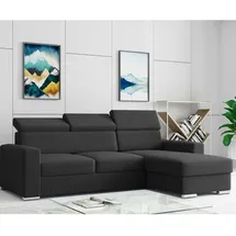 m-punkt Ecksofa TOKIO mit Bett und Bettkasten Sofa/Schlafsofa - Schwarz