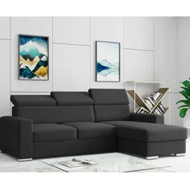 m-punkt Ecksofa TOKIO mit Bett und Bettkasten Sofa/Schlafsofa - Schwarz
