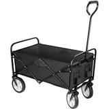 Bollerwagen Faltbar Strandwagen Rollbarer Gartenwagen Outdoor Campingwagen mit 360 Grad drehbaren Rädern und verstellbarem Griff, schwarz, 100 kg Traglast