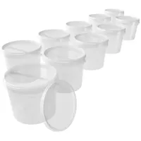 FixedByU 10x Eimer mit Deckel 5l Transparent Rund Kunststoff