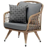 JVmoebel Gartensessel Grau Design Couch Sofa Relax Hochwertig Rattan Polster Sitzer (Sessel), Made in Europa grau