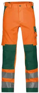 Buffalo Warnschutzhose mit Kniepolstertaschen, neonorange/flaschengrün, Schrittlänge Standard, Größe 46 - flaschengrün - 46