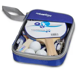 Relaxdays Tischtennisschläger 2 Sterne Blau/Braun