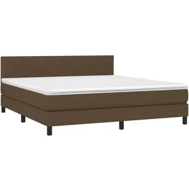 vidaXL Boxspringbett mit Matratze & LED Dunkelbraun 180x200 cm Stoff