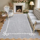 CAROMIO Moderner gewellter Teppich für Wohnzimmer, waschbarer Teppich für Schlafzimmer, großes Schleifendesign, Kurzflor Gummi-Rückseite, Fußmatten für Heimdekoration, 160 x 230 cm, Grau