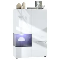 Vladon Vitrine, Schwarz, 91.5x136.5x37 cm, Wohnzimmer, Wohnwände, Vitrinenschränke