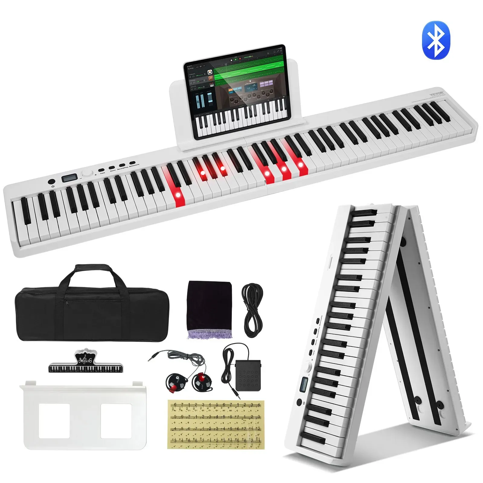 VEVOR Digitale Klaviere Digitalpiano E-Piano Keyboard mit 88 Tasten Bluetooth