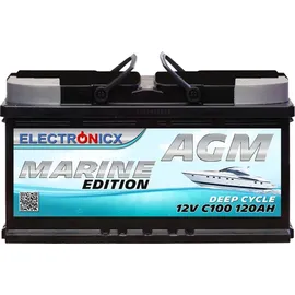 Electronicx Marine Edition Batterie AGM 120 ah 12V Boot, Schiff Versorgungsbatterie