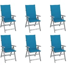 vidaXL Verstellbare Gartenstühle mit Auflagen 69 x 69 x 110 cm grau/blau 8 St.