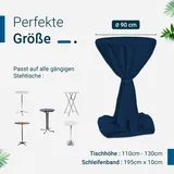 TexDeko Stehtischhusse Premium Dunkelblau Ø 90cm mit Schleifenband