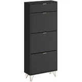 Vicco Schuhschrank, Helge, Schwarz, 60 x 145 cm 3 Fächer