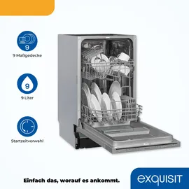 Exquisit EGSP1009-E-030E Einbau-Geschirrspüler (vollintegrierbar, 448 mm breit)