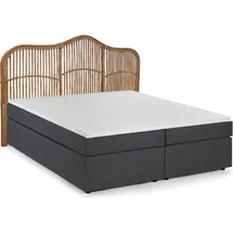 Dynamic24 Boxspringbett 180x200 Rattan Schlafzimmer Bett Doppelbett Ehebett Topper