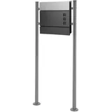 ECD Germany Standbriefkasten Anthrazit/Silber 37x10,5x36,5 cm mit Zeitungsfach