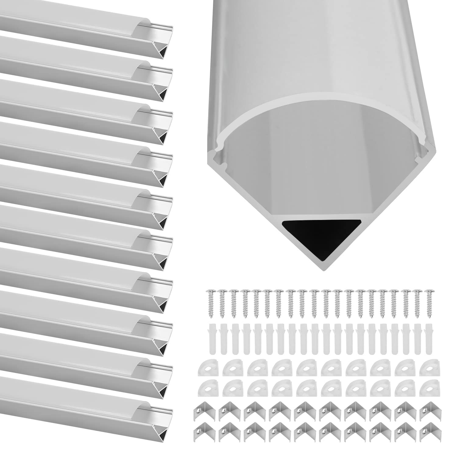 Gimisgu LED Profil Aluminium 1m 30 Pack V-Form Aluprofil für LED Stripe/Strip/Streifen/Band LED Aluminium Profil silber inkl. Abdeckung, Montageclips und Eckverbindern