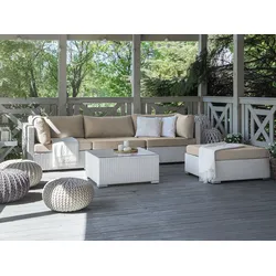 Lounge Set SANO PE Rattan Weiß Helles Beige Linksseitig