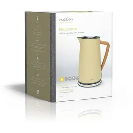 Nedis Wasserkocher - 1.7 l - Soft-Touch - Gelb - Um 360 Grad drehbar - Verdecktes Heizelement - Strix Controller - Boil-dry protection