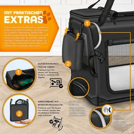 TRESKO Hundebox faltbar 70 x 52 x 52 cm Schwarz