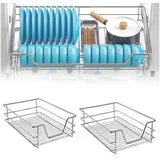 FIVMEN Schublade Schubkasteneinsatz Küchenschrank Teleskopschublade Korbauszug Regal (2 St., 20kg Belastbar), Schrankauszug Ausziehbare Ablage Küchenschubladen Organizer 40 cm