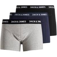 Jack & Jones Herren Boxershort JACANTHONY TRUNKS 3er Pack Schwarz Blau Schwarzs - Lgm 12160750 Normaler Bund L