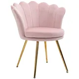Homcom Sessel Wohnzimmer Relaxsessel Loungesessel mit lotusförmigem Design Polstersessel mit Metallbeine, Samtoptik, Einzelsessel für Schlafzimmer, Rosa