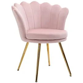 Homcom Sessel Wohnzimmer Relaxsessel Loungesessel mit lotusförmigem Design Polstersessel mit Metallbeine, Samtoptik, Einzelsessel für Schlafzimmer, Rosa