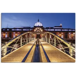 Wandbild ARTLAND "Fischmarkt Hamburg", gelb (farbe bild(er): gelb), B:90cm H:60cm, Bilder, als Alubild, Outdoorbild, Leinwandbild, Wandaufkleber, versch. Größen