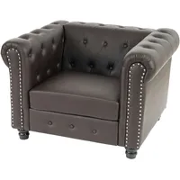 Mendler Luxus Sessel Loungesessel Relaxsessel Chesterfield Kunstleder runde Füße,