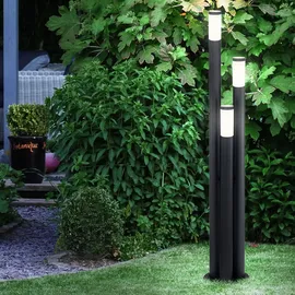 ETC Shop Säulenleuchte Edelstahl 170 cm E27 3er Set anthrazit