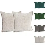 Mojawo - 2er Chenille Kissenbezug mit Reißverschluss 45x45cm