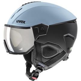 Uvex instinct visor Skihelm für Damen und Herren - mit Visier - individuelle Größenanpassung - glacier - black matt - 60-62 cm
