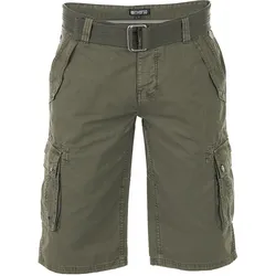 riverso Kurze Hosen Herren Cargo Shorts mit Gürtel Regular Fit RIVAnton Regular Fit Grün Normaler Bund Knopfleiste W 40