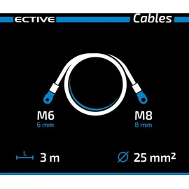 Ective H07V-K Batteriekabelsatz 25mm2 rot/schwarz M6/M8 3 Meter