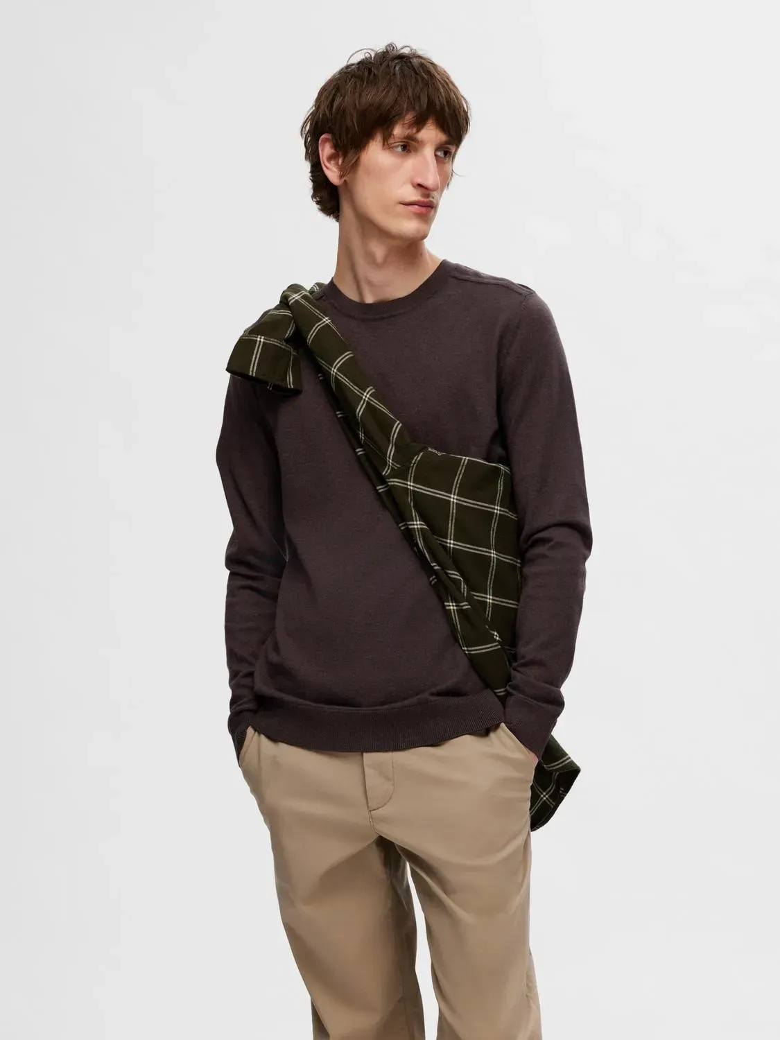 SELECTED HOMME Strickpullover »SLHBERG CREW NECK NOOS« SELECTED HOMME Chocolate Torte S