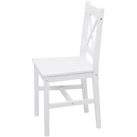 Mendler 2er-Set Esszimmerstuhl HWC-F77, Lehnstuhl Küchenstuhl Stuhl, Massiv-Holz Landhaus ~ weiß